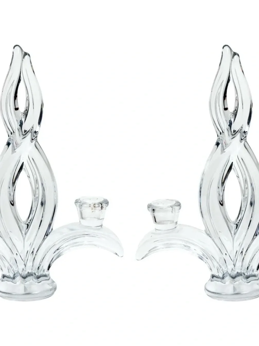 Vannes le Chatel crystal flame candlestick pair